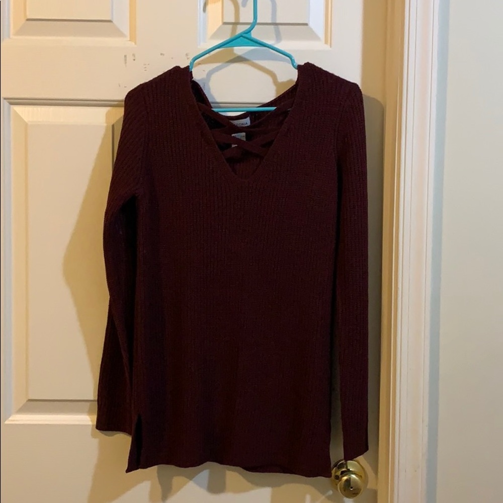 maroon knit sweater